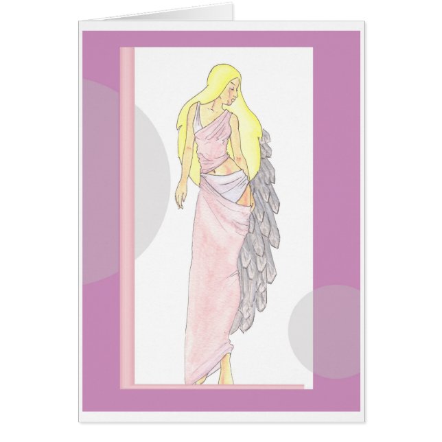 Cartão anjo cor-de-rosa com nome (Frente)