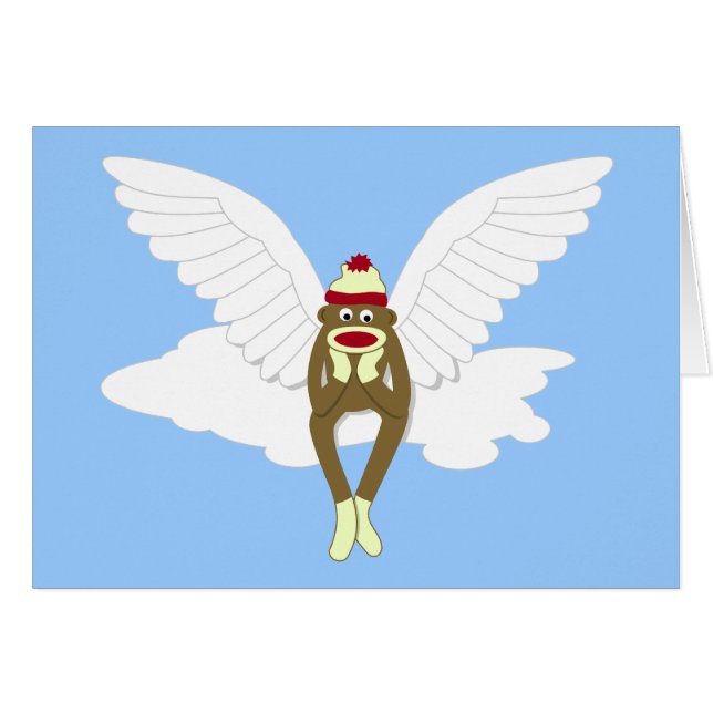 Cartão Anjo-da-guarda do macaco da peúga (Frente Horizontal)