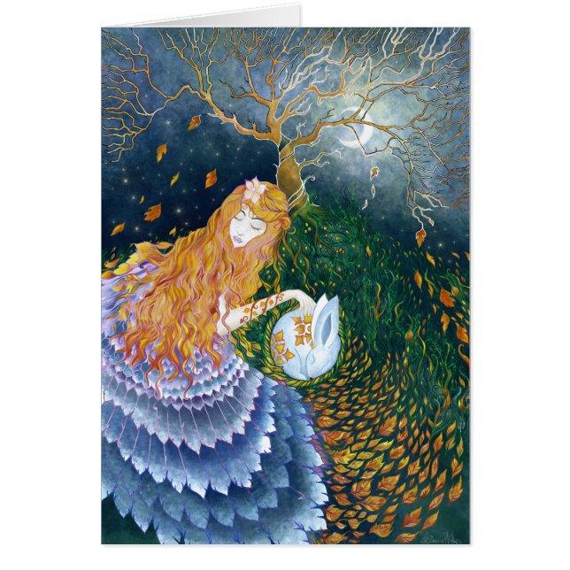 Cartão Anjo da queda do outono (Frente)