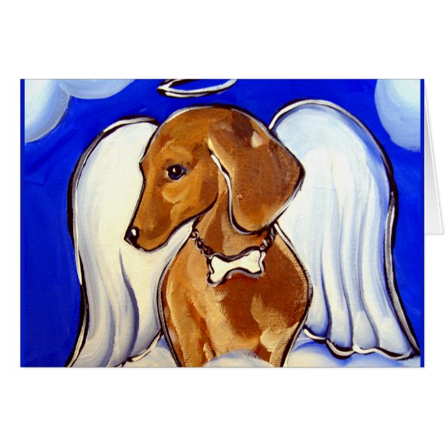 Cartão Anjo Dachshund (Frente Horizontal)