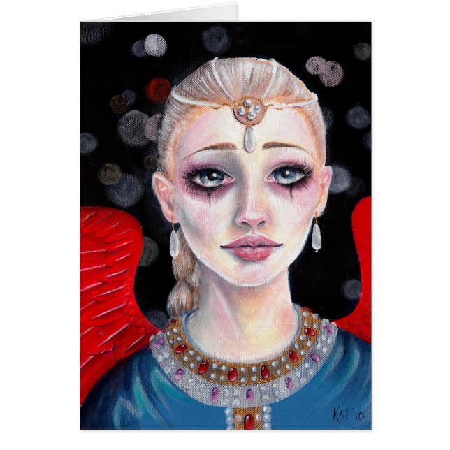 Cartão Anjo das Asas de Crimson (Frente)