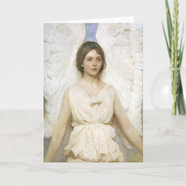 Cartão Anjo de Abbott Thayer, Arte Fina Vitoriana Antiga (Frente)