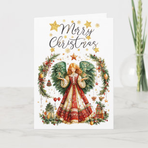 Cartão Anjo de Natal com velas acesas Natal