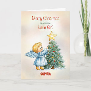 Cartão Anjo de Natal Menina Personalizável Doce