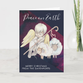 Cartão Anjo de Natal Shepherd com Lambs Holiday