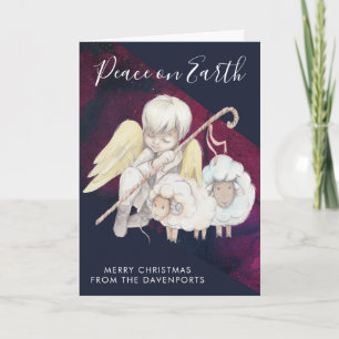 Cartão Anjo de Natal Shepherd com Lambs Holiday