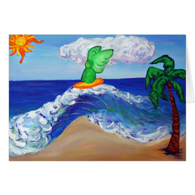 Cartão Anjo de surfe (Frente Horizontal)