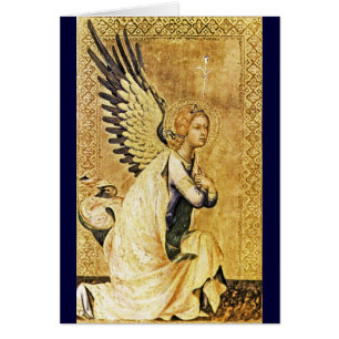 Cartão ANJO do AVISO, amarelo Dourado, safira azul