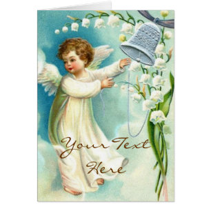 Cartão Anjo do bebê com Bell azul