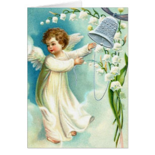 Cartão Anjo do bebê com Bell azul