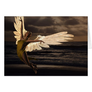 Cartão Anjo do por do sol dourado (poema)