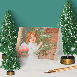 Cartão Anjo Encantador com Árvore de Natal