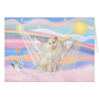 Cartão Anjo Gato Persa Branco nas Nuvens