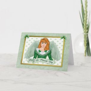 Cartão Anjo Irlandês & Estandarte - Interior em Branco