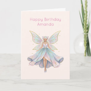 Cartão Anjo Mágico Cores Pastel de Aniversário