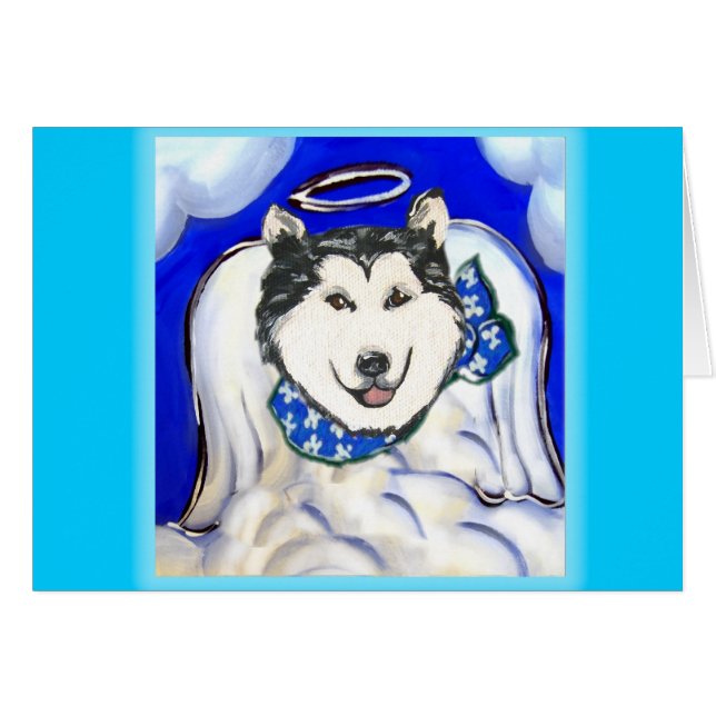 Cartão Anjo Malamute do Alasca (Frente Horizontal)