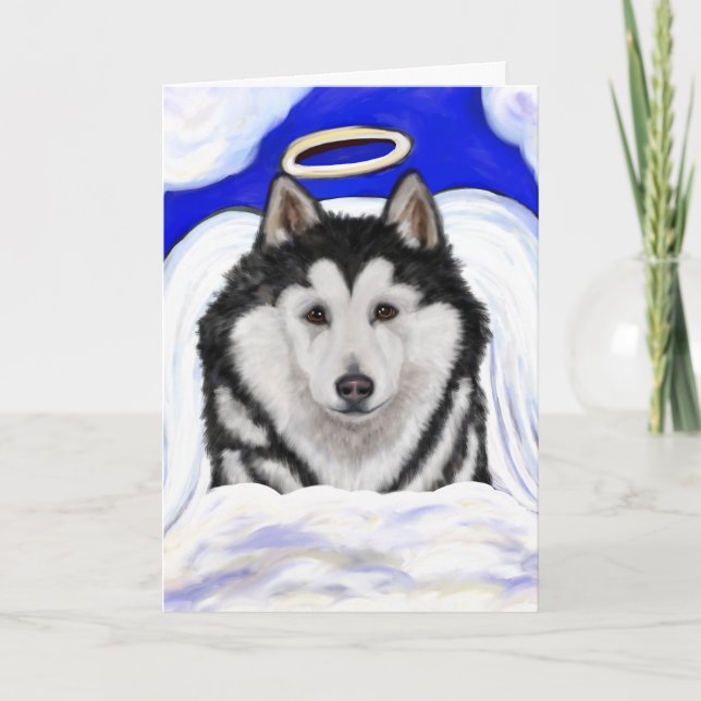 Cartão Anjo Malamute do Alasca (Frente)