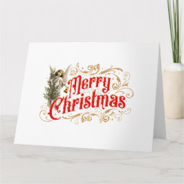 Cartão Anjo Ornamentado - Feliz Natal - Retrô