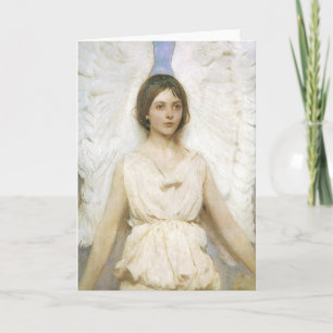 Cartão Anjo por Abbott Thayer, Arte Fino Vitoriano Antigo