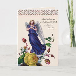 Cartão Anjo Religioso com Crucifixo Jesus Floral
