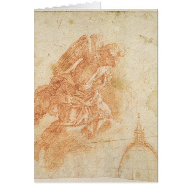 Cartão Anjo suspendido e esboço arquitectónico, c.1600 (Frente)