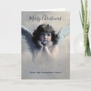 Cartão Anjo Vintage Natal Alegre Retrô