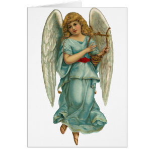 Cartão Anjo voado e harpa