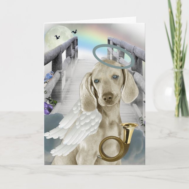 Cartão Anjo Weimaraner da Ponte do Arco-íris (Frente)