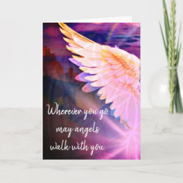 Cartão Anjos Andam Com Você Anjo da Guarda Asa Rosa