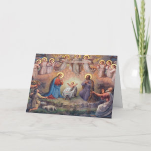 Cartão Anjos da Natividade de Natal Sagrada Família Pasto