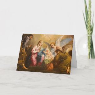 Cartão Anjos da Natividade de Natal Sagrada Família Virge