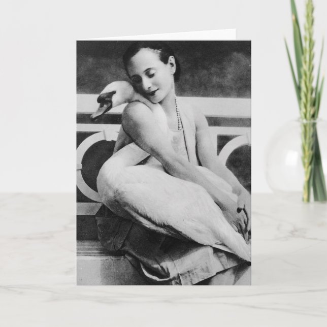 Cartão Anna Pavlova with her pet swan Jack, c.1905 (Frente)