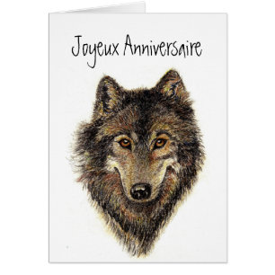 Cartão Anniversaire de Joyeux, lobo, lobos, selvagens,