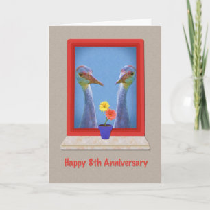 Cartão Anniversary, 8th,  Two Sandhill Cranes