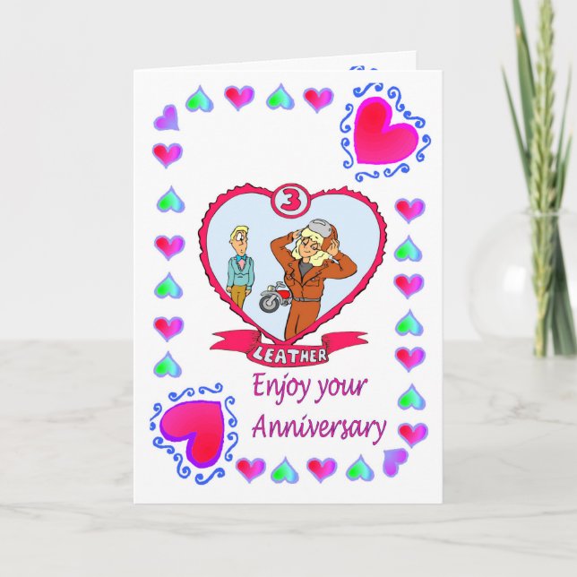 Cartão Anniversary card 3rd Leather (Frente)