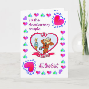 Cartão Anniversary card - 3rd leather