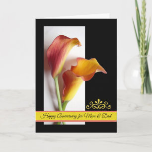 Cartão Anniversary for Mom and Dad, Pair of Calla Lilies