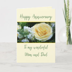 Cartão Anniversary Mom and Dad Yellow Rose