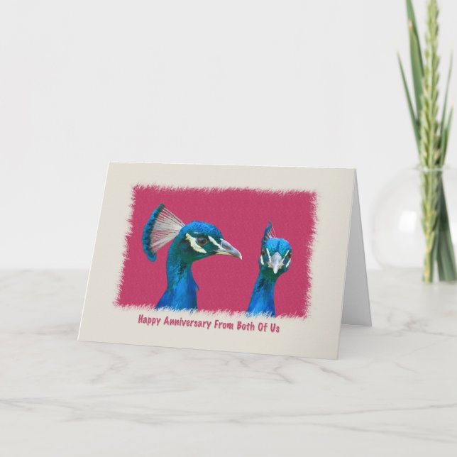 Cartão Anniversary, Pair of Peacocks Card (Frente)