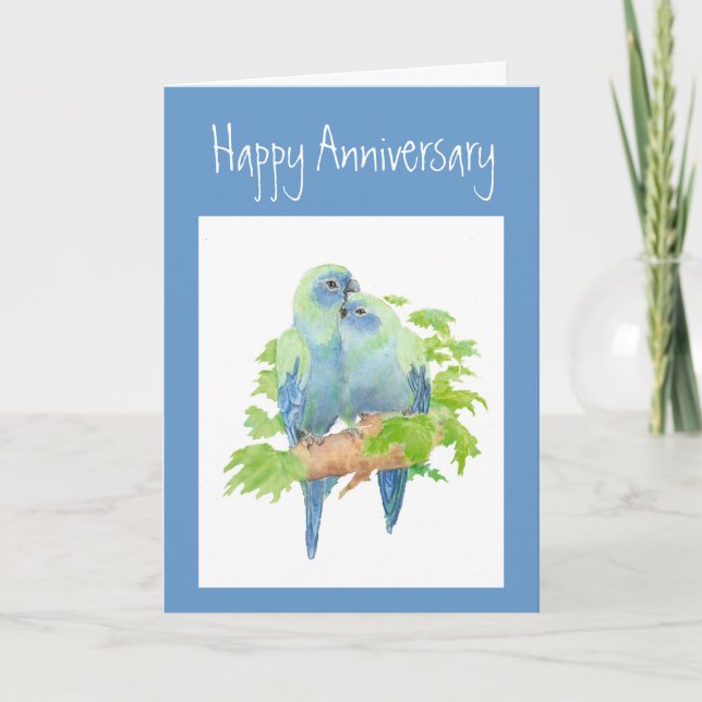 Cartão Anniversary,  Parrots, Tropical Bird (Frente)
