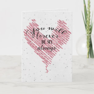 Cartão anniversary pink glitter love heart with diamonds