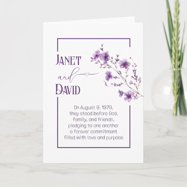 Cartão Anniversary Purple Flowering Branch (Frente)