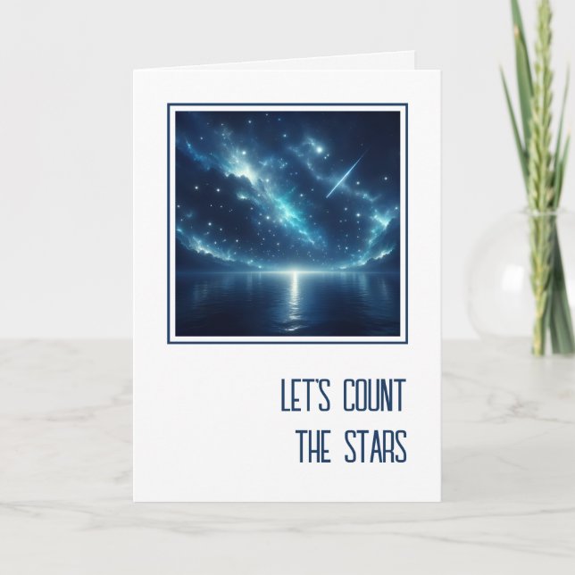 Cartão Anniversary Shooting Star Over Water (Frente)