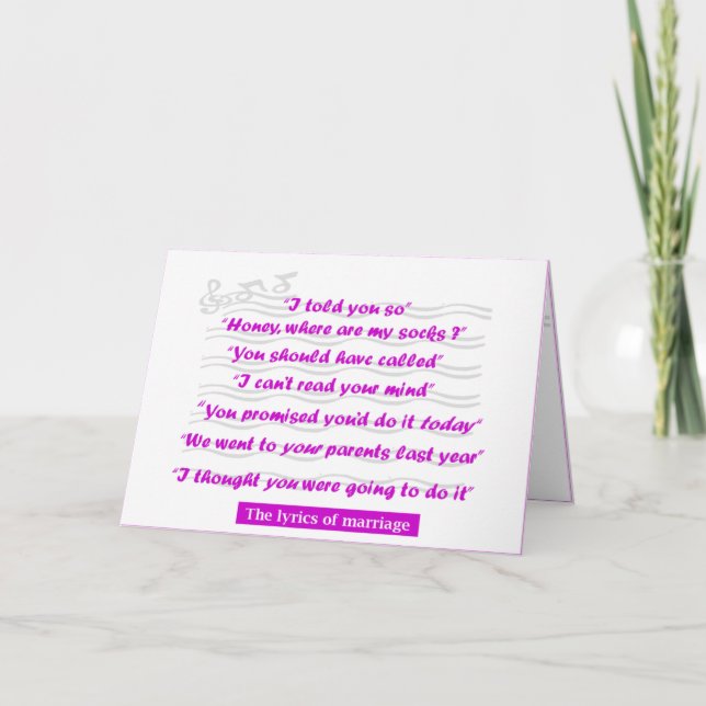 Cartão Anniversary - The Lyrics of Marriage (Frente)