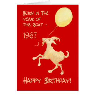 Cartão Ano Chinês do Nascer de Caprinos no Aniversário de