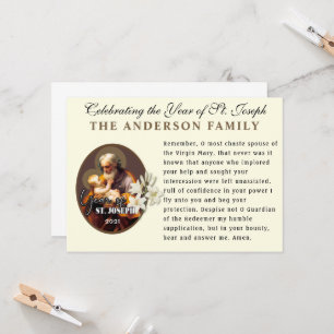 Cartão Ano da Oração Memorare Católica de São José