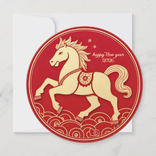 Cartão Ano do Cavalo 2026 Ano Novo Chinês