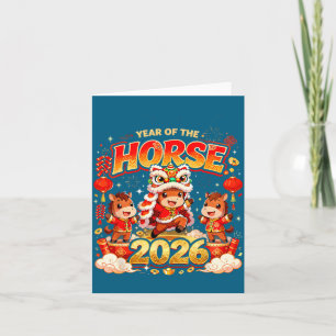 Cartão Ano do Cavalo Ano Novo Lunar Família