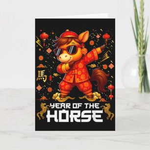 Cartão Ano do Cavalo Dabbing Cavalo Lunar Ano Novo Chinês