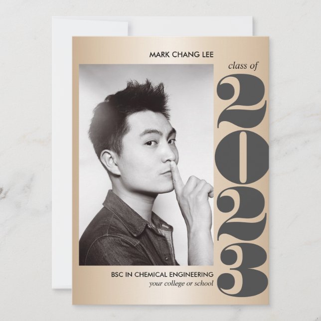 CARTÃO ANO DOURADO | GRADUAÇÃO DE FOTOS DA FACULDADE DE C (Frente)